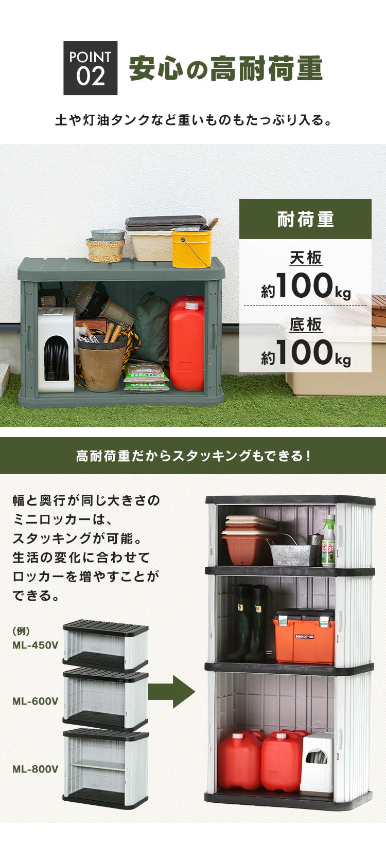 物置 小型 ミニロッカー ML-600V フォレストグリーン3