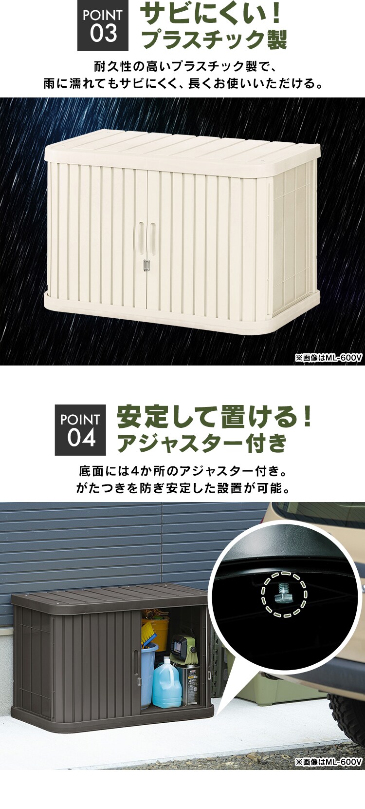 物置 小型 ミニロッカー ML-1200V ブラック/グレー 4