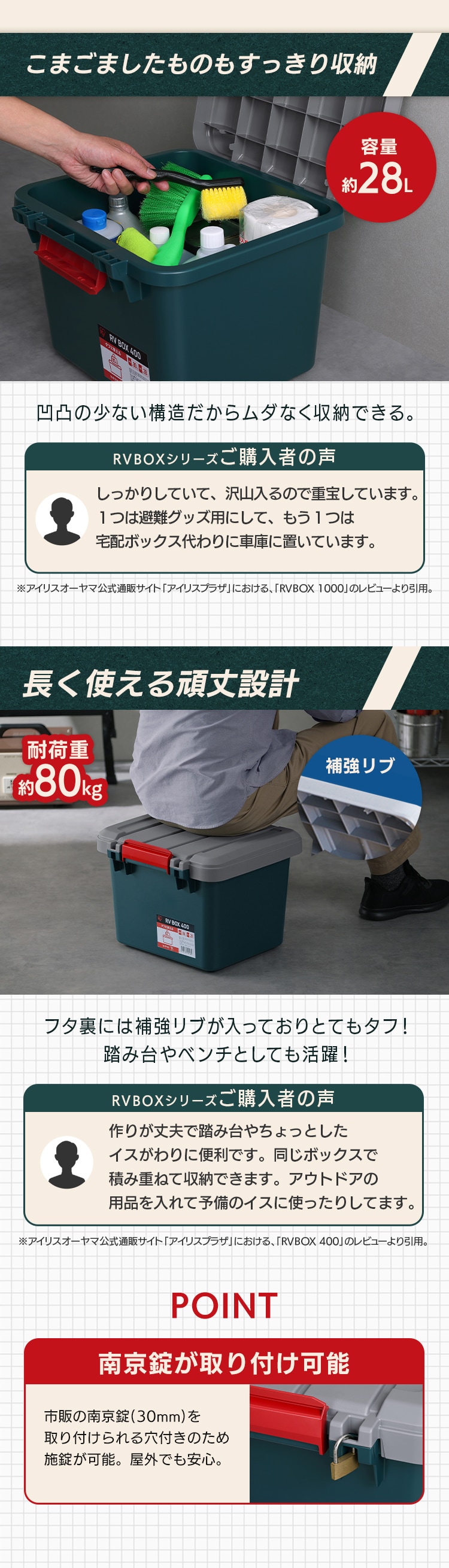  収納ボックス RVBOX400 幅約42.3cm RV400R チャコールグレー3