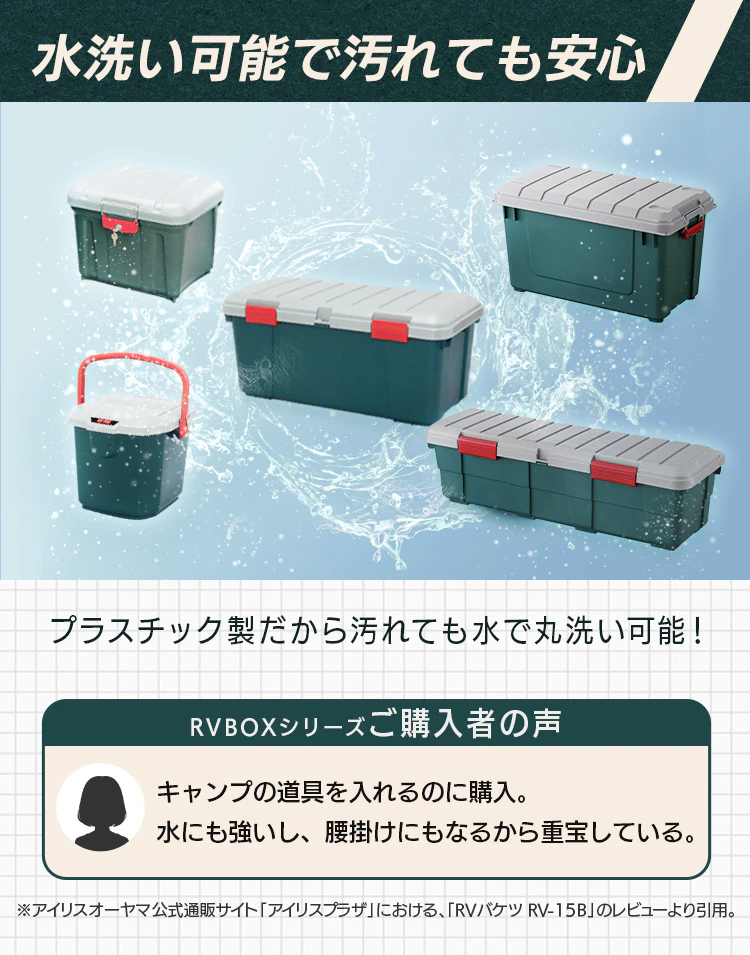  【2個セット】収納ボックス RVBOX 800 耐荷重約80kg  グレー／ダークグリーン5
