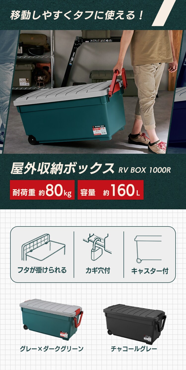  収納ボックス RVBOX 1000 耐荷重約80kg RV1000R チャコールグレー1