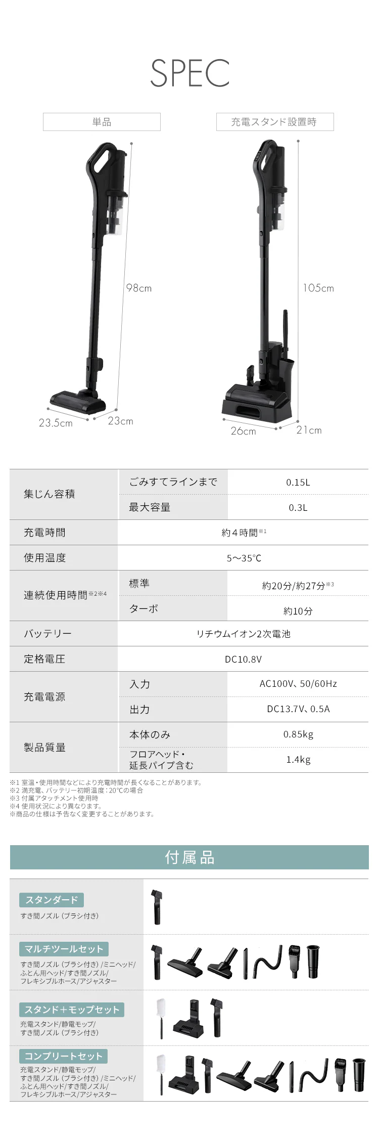 掃除機 コードレス サイクロン式 置くだけで充電 自走式 SCD-185PM-B ブラック8