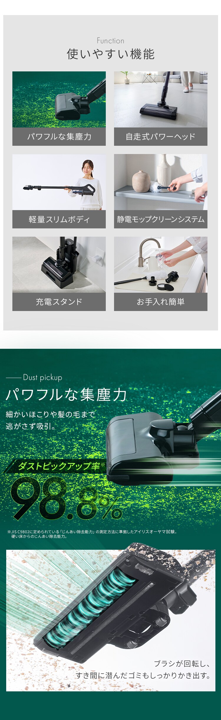 掃除機 コードレス サイクロン式 置くだけで充電 自走式 SCD-185PM-B ブラック1