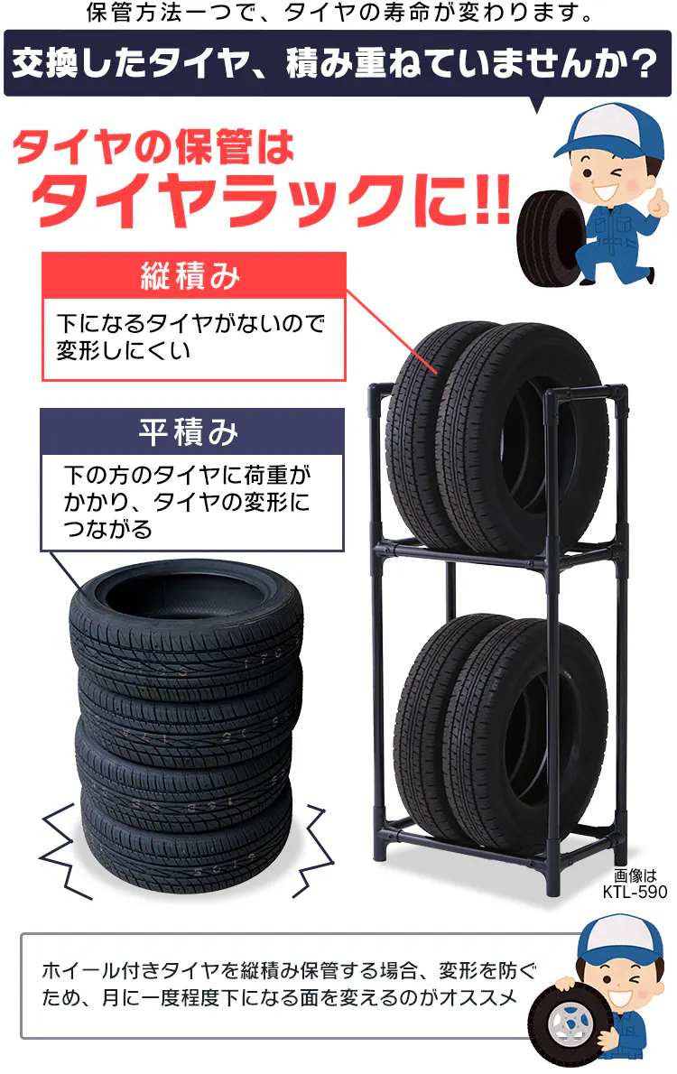 タイヤラック(カバー付き) 軽トラック 軽商用車用 KTL-450C2