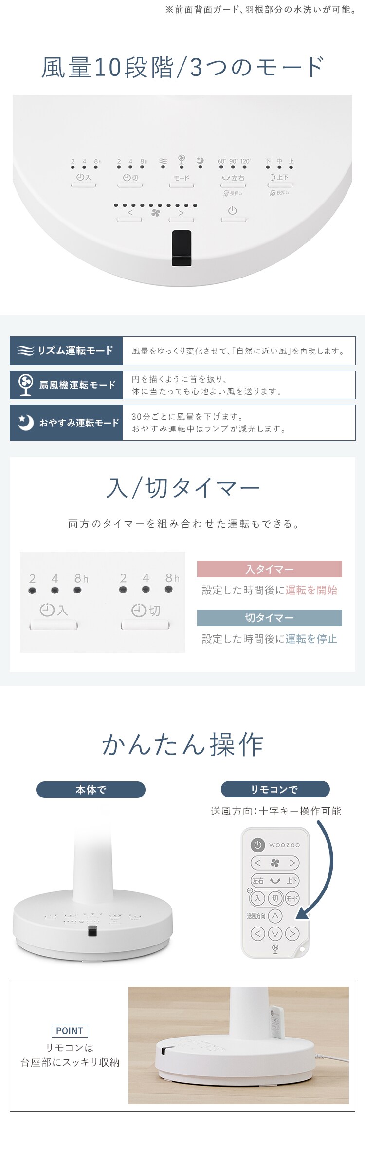 サーキュレーター扇風機 DC STF-SDC15TEC-W ホワイト9
