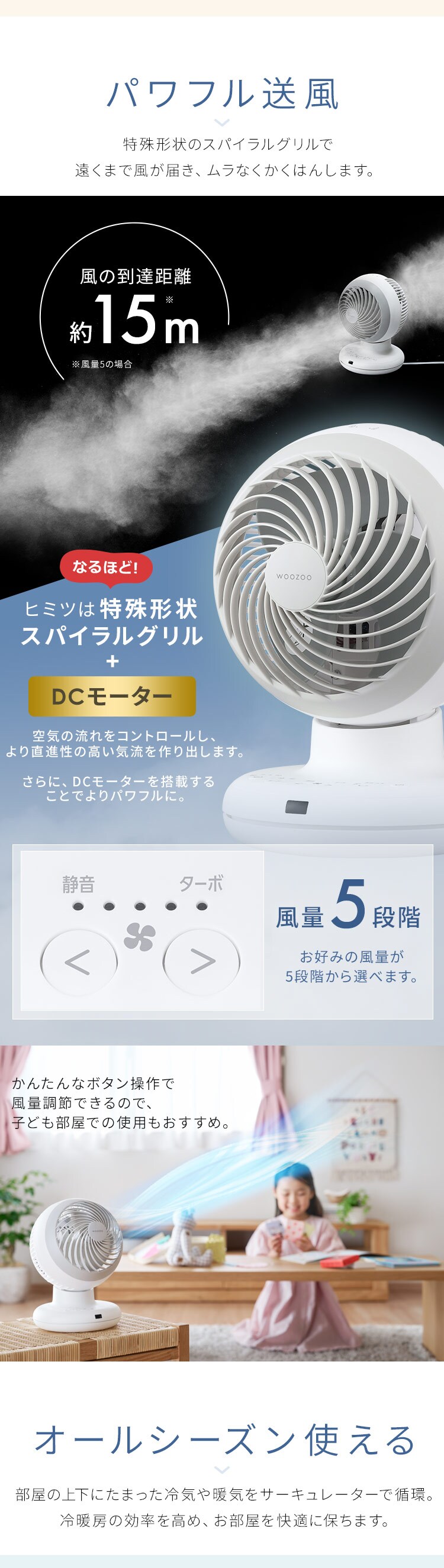 サーキュレーター DCモーター PCF-BD15BTEC-W ホワイト5