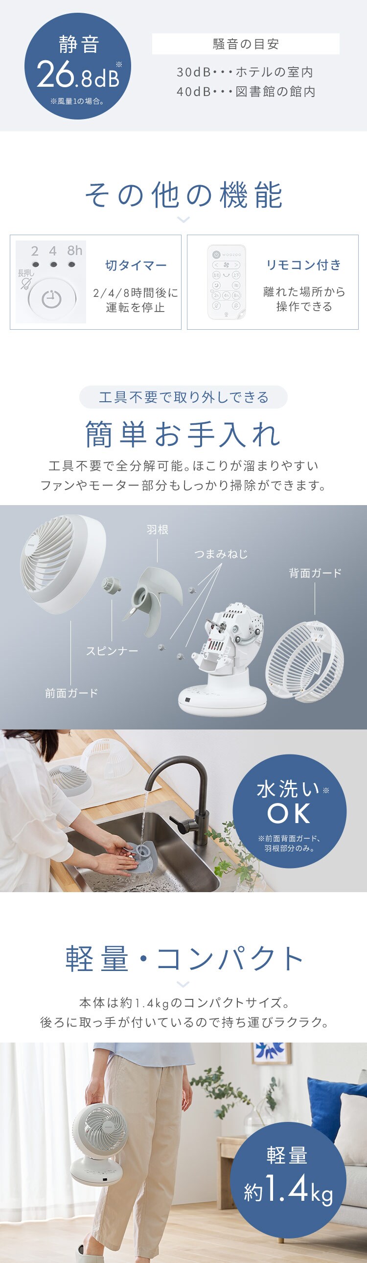 サーキュレーター DCモーター PCF-BD15BTEC-W ホワイト9
