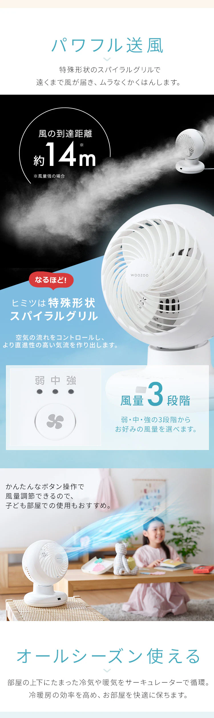 ACボール型サーキュレーター PCF-BC15TEC-W ホワイト5
