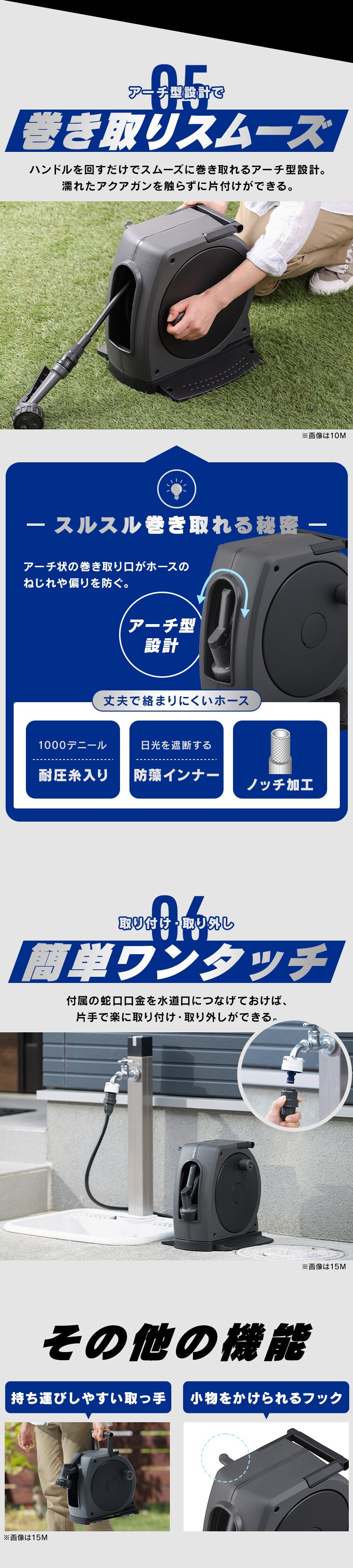 フルカバーホースリールJET 10M FHJ-10 ダークグレー/ブラック【2年保証付き】7