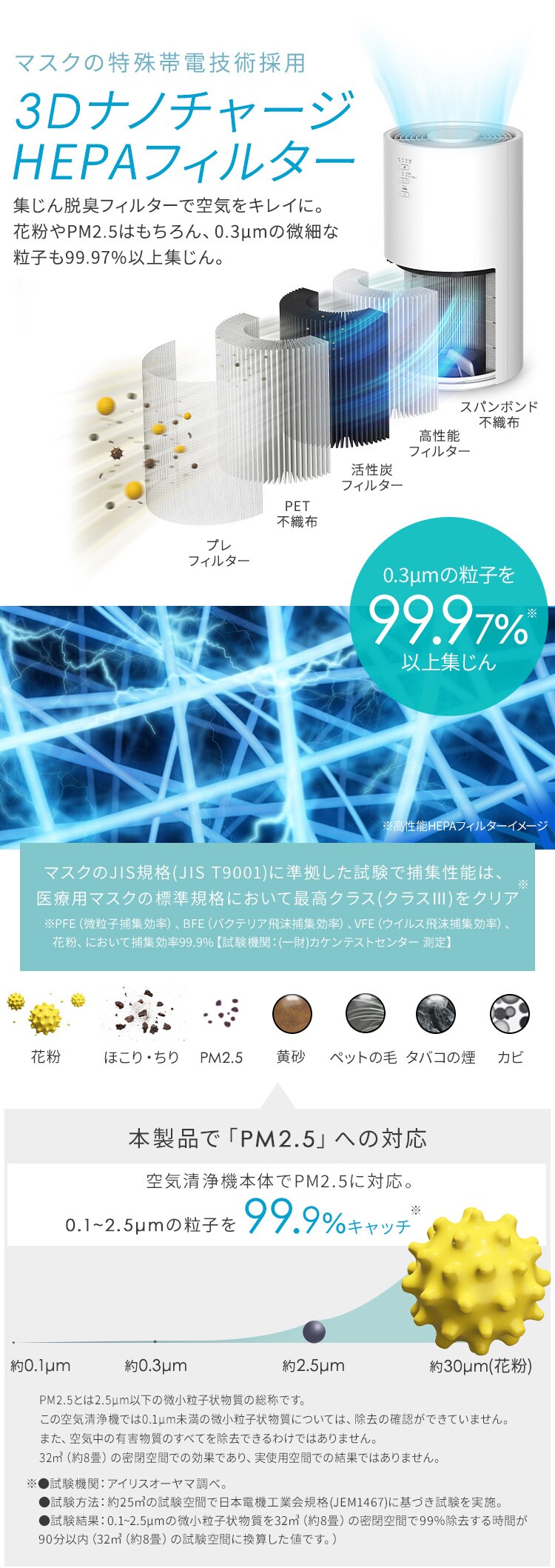 空気清浄機 16畳 AAP-S30C-W ホワイト1