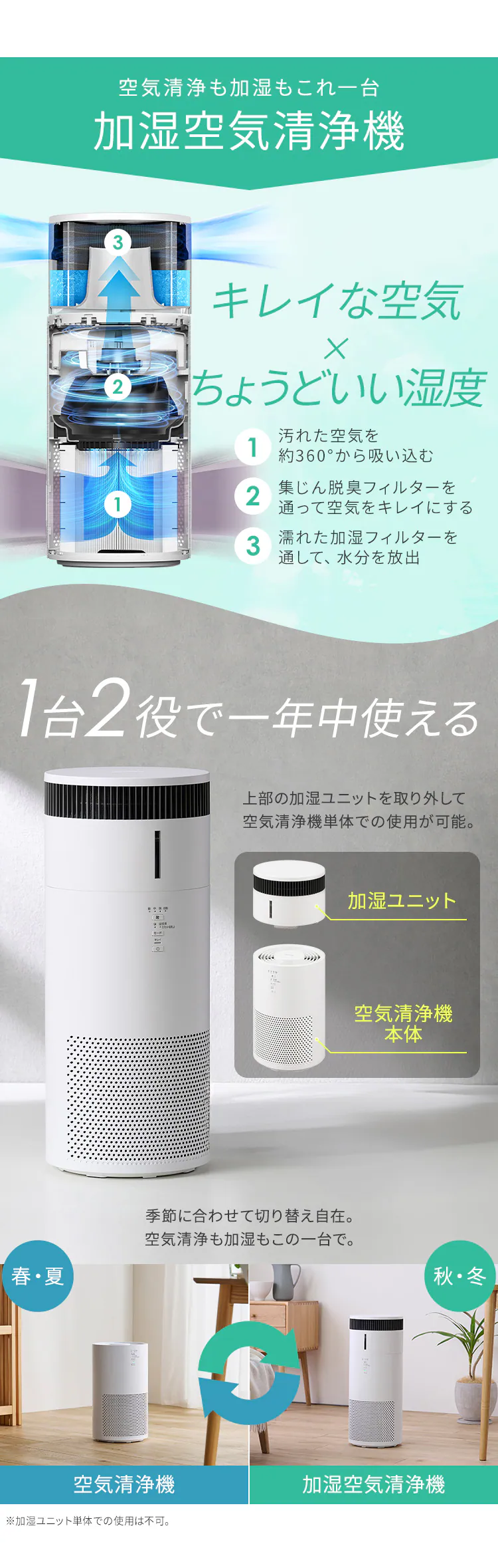 空気清浄機 16畳 AAP-S30C-W ホワイト7