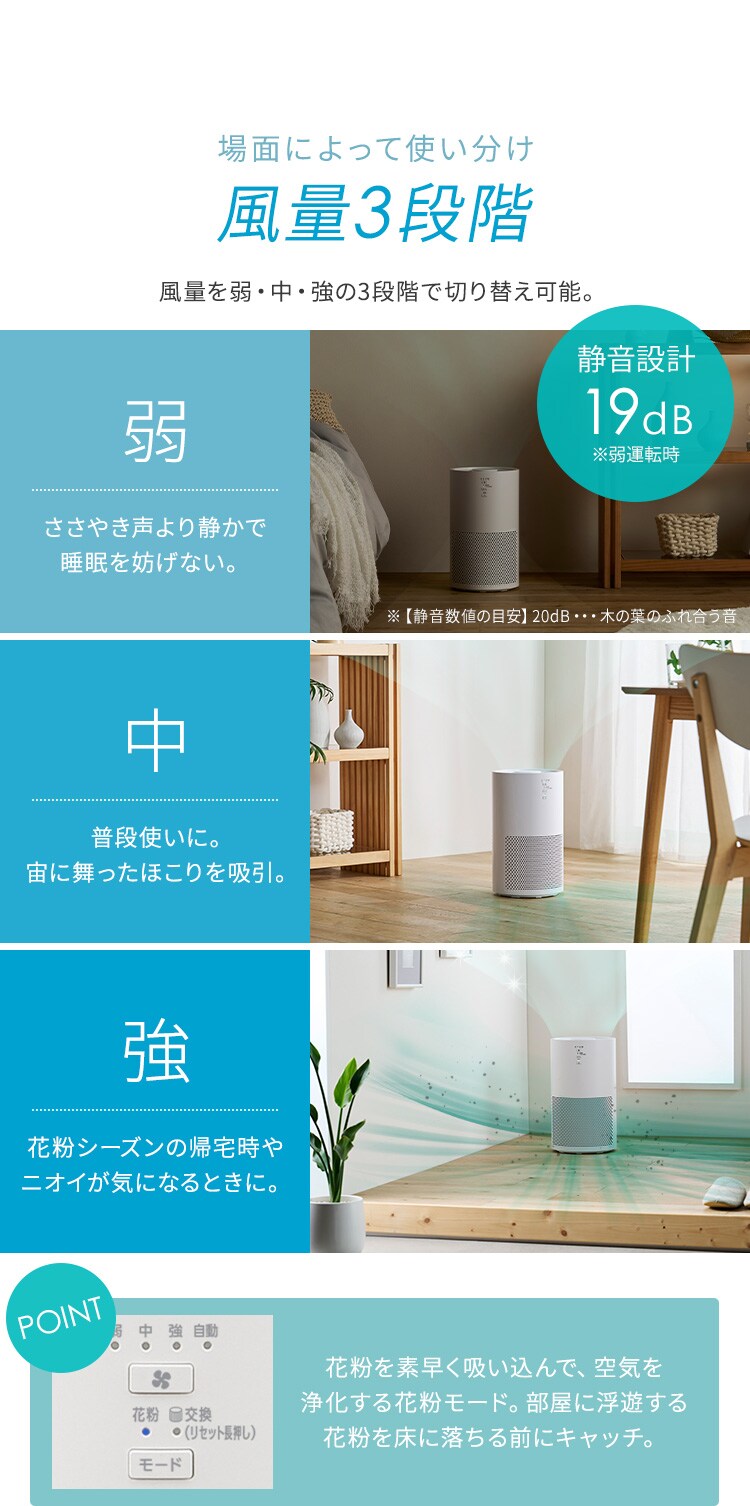 空気清浄機 16畳 KAP-S303-W ホワイト［B］5