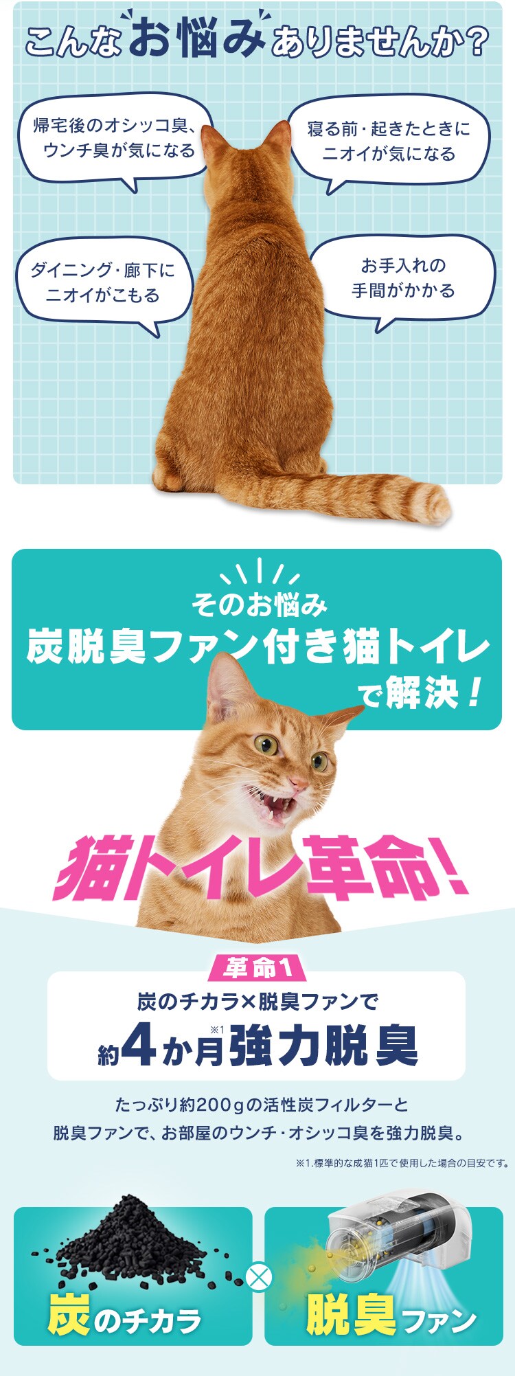 ＜90日返品保証キャンペーン！＞ラクリーン 炭脱臭ファン付き猫トイレ フルカバー システム 猫 トイレ DFT-52 アイボリー／ベージュ  1