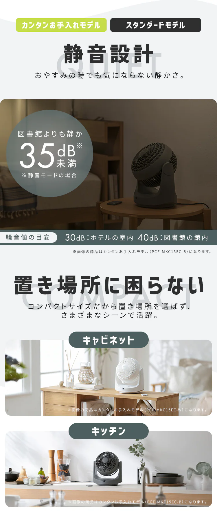 サーキュレーター マカロン型 8畳 左右首振り リモコン付 PCF-MKC15 全2色8