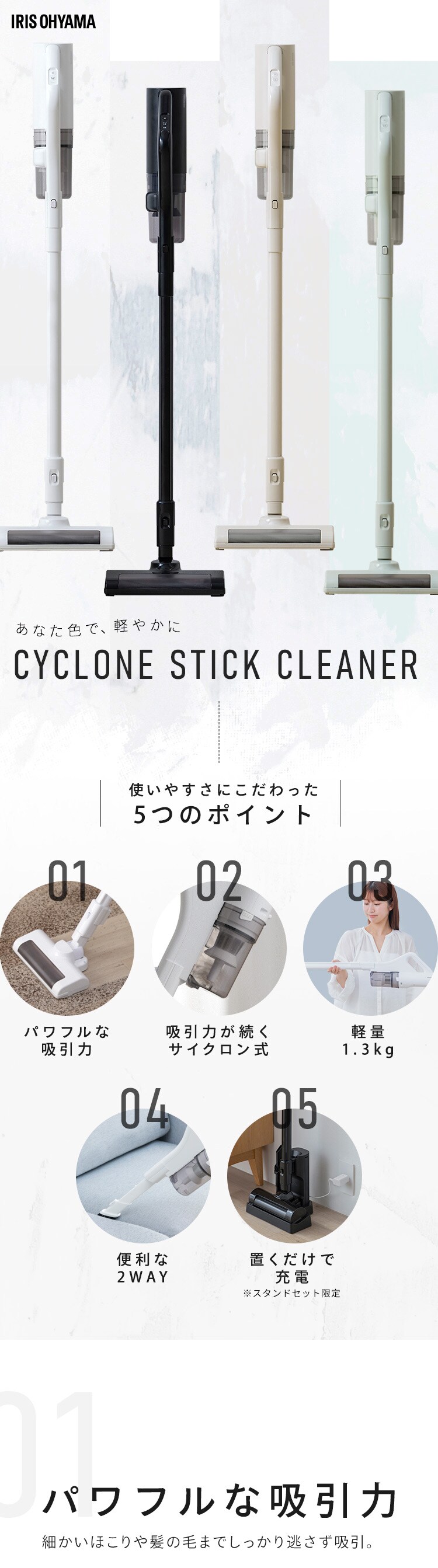 充電式サイクロンスティッククリーナー  SCD-186P-W ホワイト0