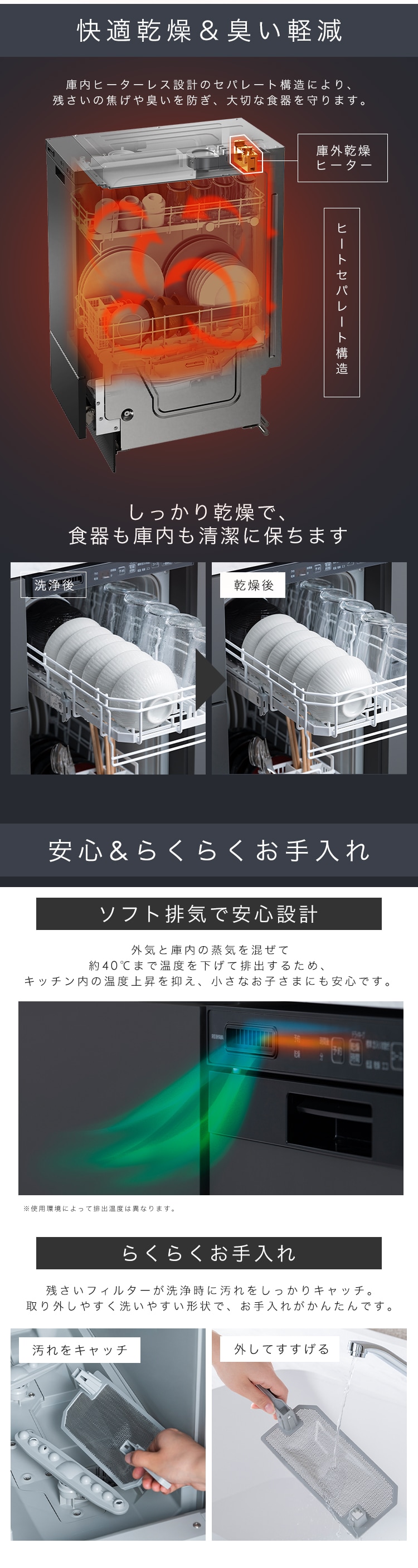 食器洗い乾燥機 IDW-BMF301-B ブラック + 面材 IDWP-BMB1 ブラック4