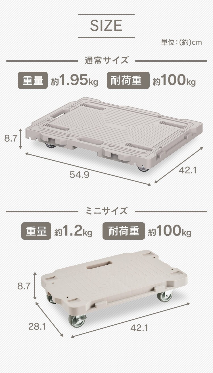   台車 連結 ミニ 平台車 耐荷重100kg RMH-421 ベージュ5