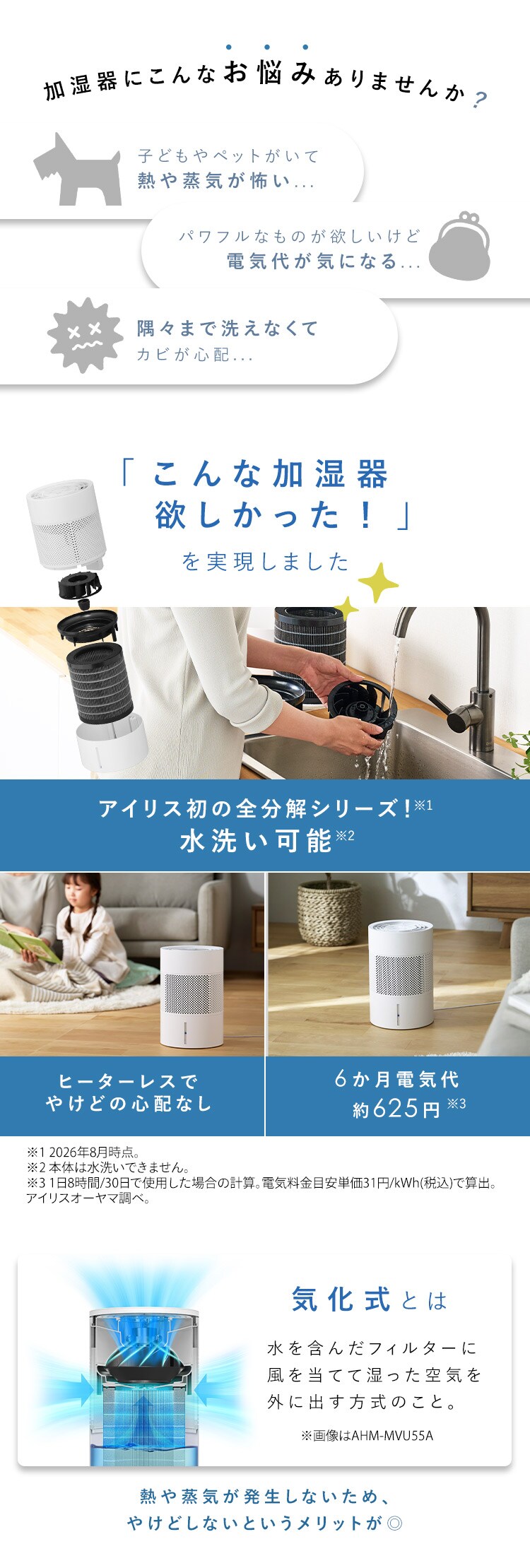 気化加湿器  KHM-MVU401-W ホワイト1
