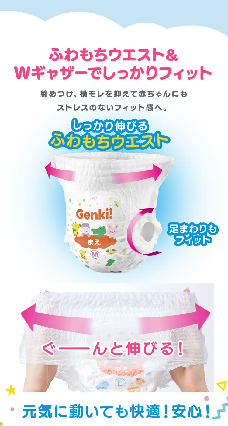 【300枚】ベビーおむつ パンツタイプ Mサイズ 50枚入り&times;6個セット Genki！パンツ オムツ GBP-M505
