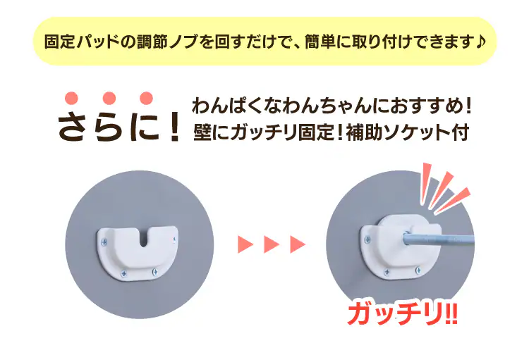 壁にガッチリ固定！補助ソケット付き