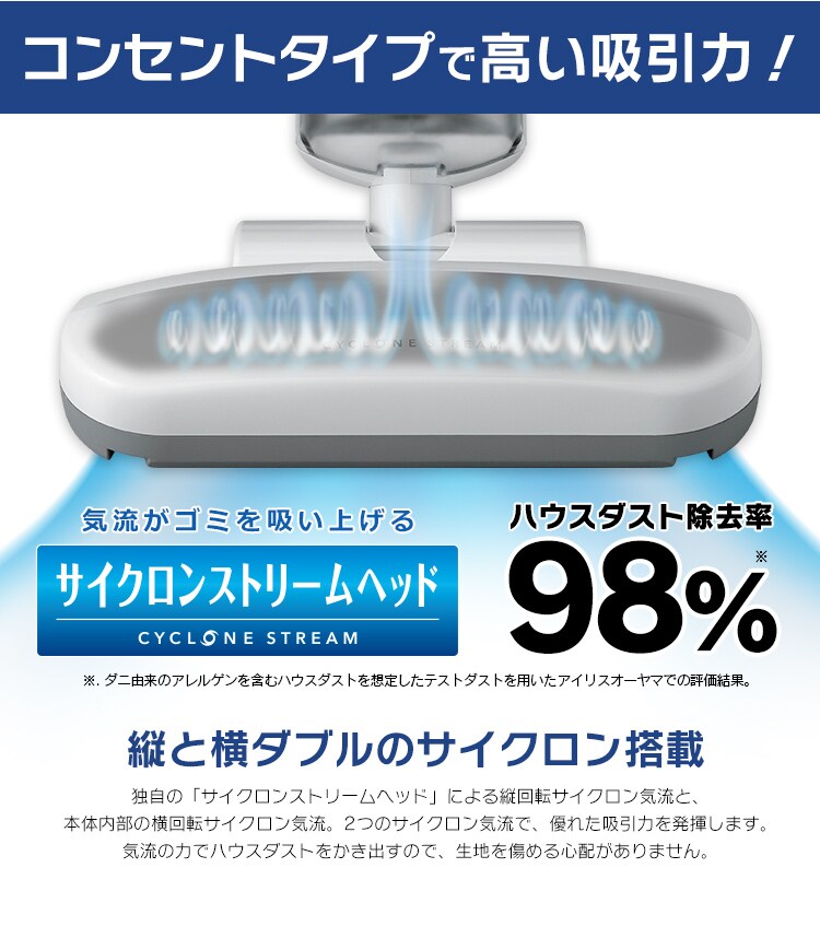 布団クリーナーたたき毎分6,000回 コード式 温風機能付き ダニちりセンサー 自立式 IC-FAC2-W4