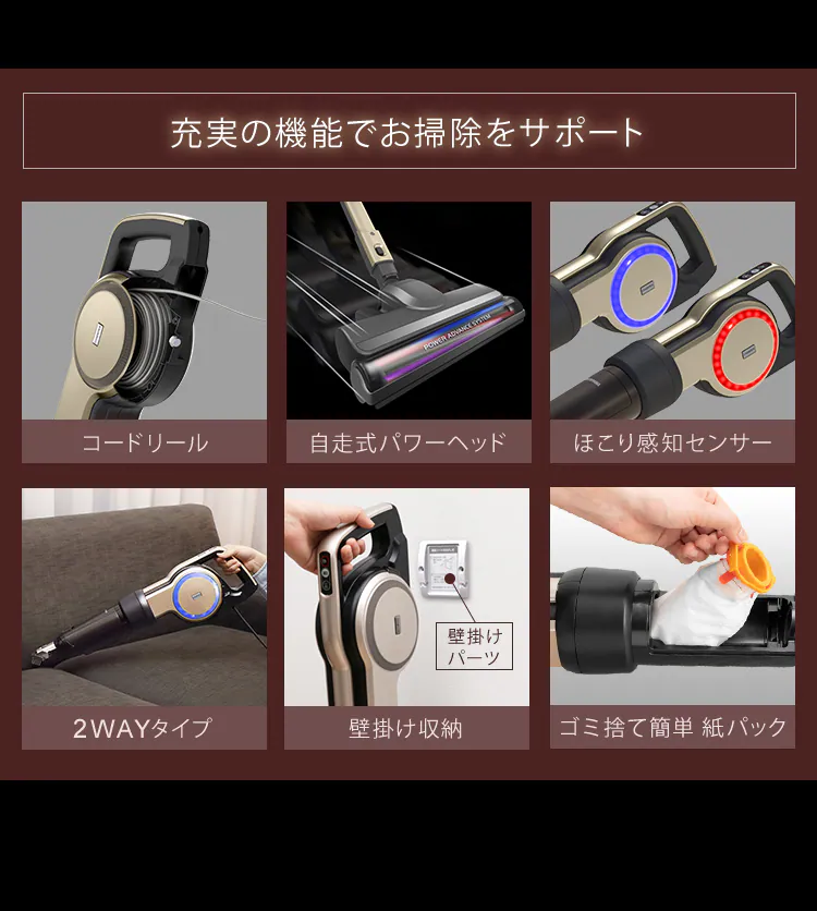 掃除機 コード式 紙パック 自走式 キャニスティック シャンパンゴールド8