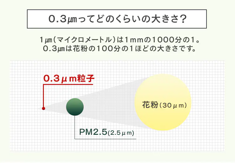 0.3マイクロメートルってどのくらい?