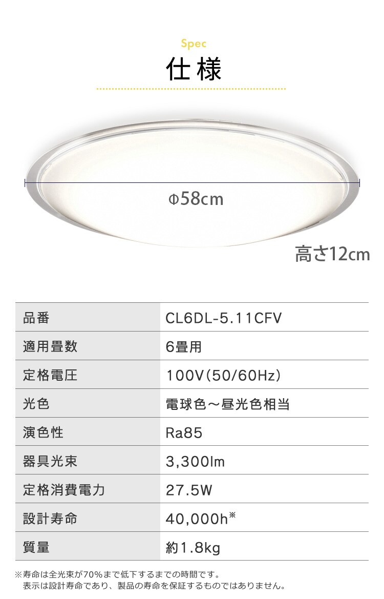 【2個セット】 LED シーリングライト 6畳 調光 調色 音声操作 工具・工事不要 リモコン付き 5年保証 CL6DL-5.11CFV28