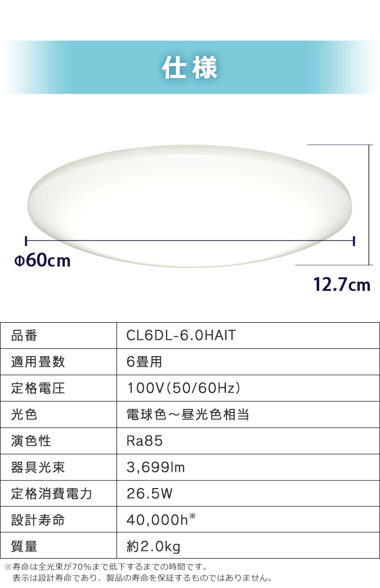 LEDシーリングライト 6.0 6畳調色 AIスピーカーRMS CL6DL-6.0HAIT+Google Nest Mini 24