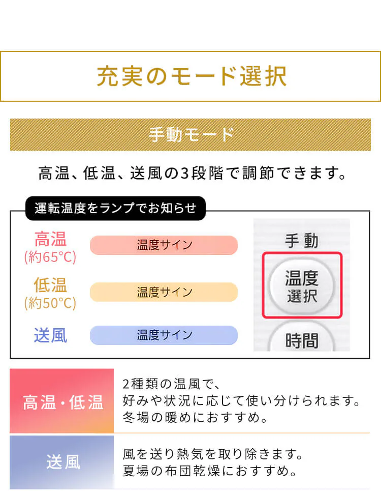 カラリエ ふとん乾燥機 ツインノズル ハイパワー くつ乾燥対応 アロマケース付 ロングホース KFK-401 ゴールド13