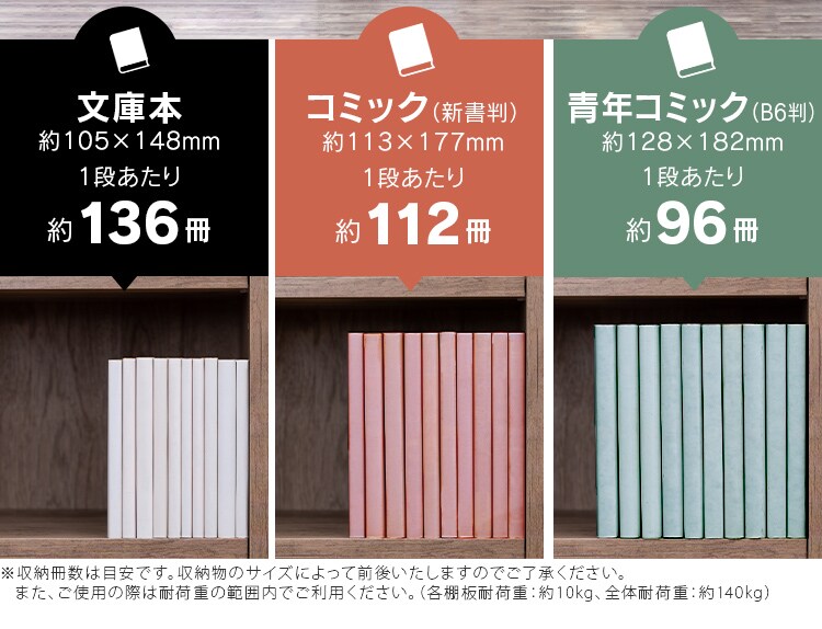 本棚 コミックラック 大容量タイプ CORK-1890 アッシュブラウン9