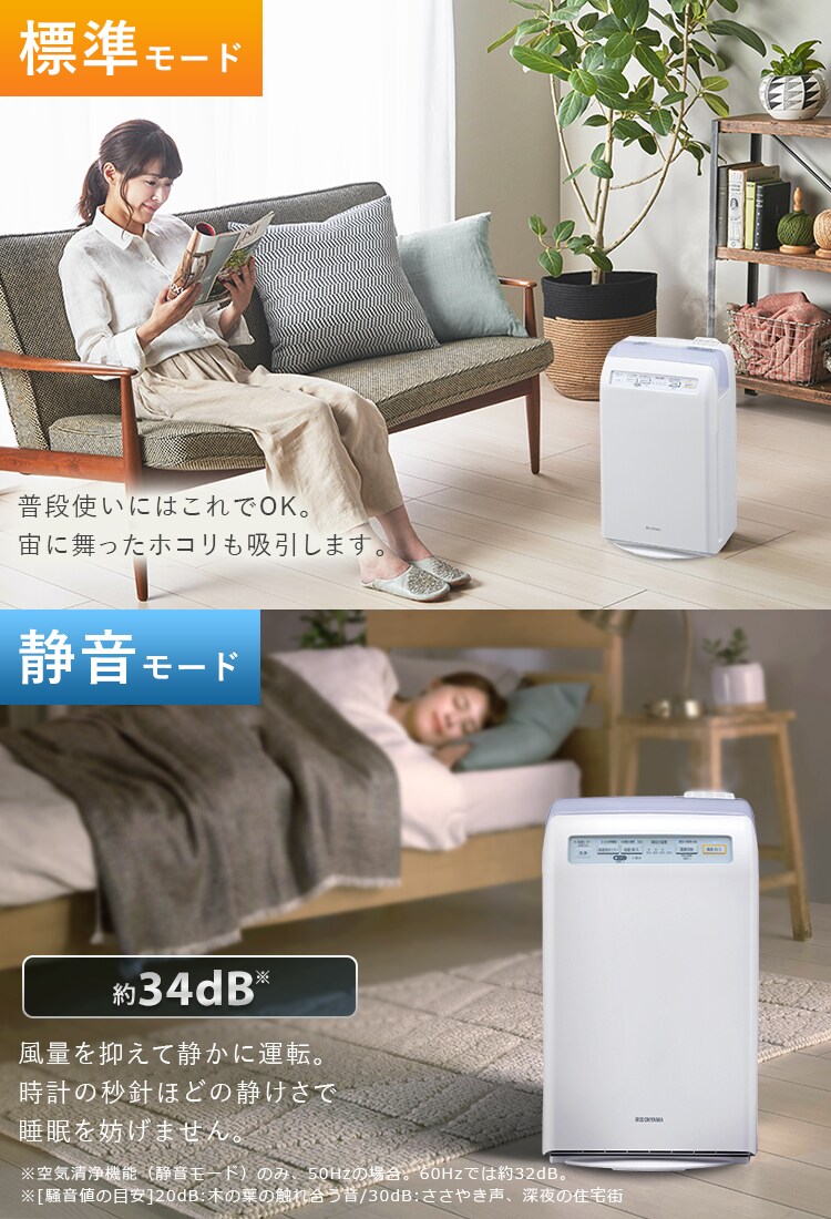 空気清浄機 10畳 加湿空気清浄機 8畳 スチーム式 風量3段階 加湿モード3段階 マイナスイオン RHF-253-W ホワイト12