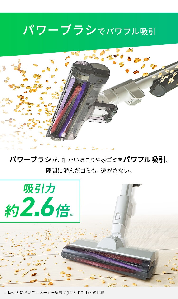 【バッテリーセット】 スティッククリーナー 軽量タイプ サイクロン モップ付き 置くだけで充電 SCD-120P-W10