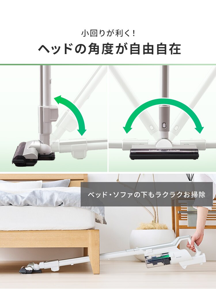 【バッテリーセット】 スティッククリーナー 軽量タイプ サイクロン モップ付き 置くだけで充電 SCD-120P-W19