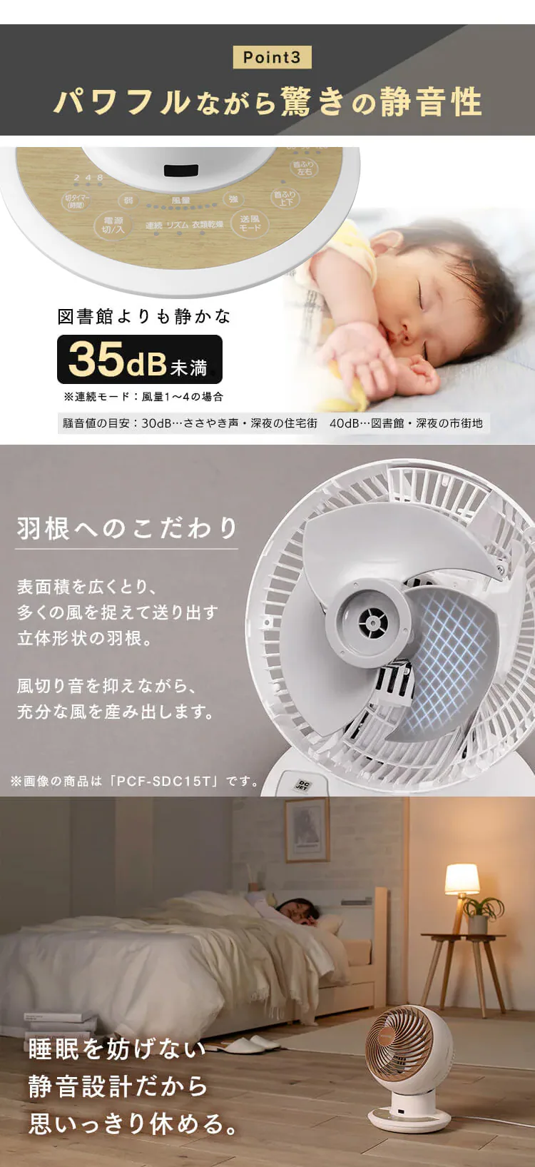 サーキュレーターアイ 24畳 DCモーター 上下左右首振り KCF-SDCC151T-B ブラック6