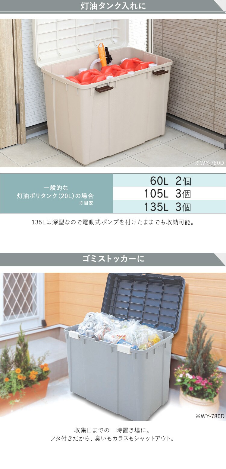 2個セット】収納ボックス ワイドストッカー 深型 135L 屋外 屋内 大