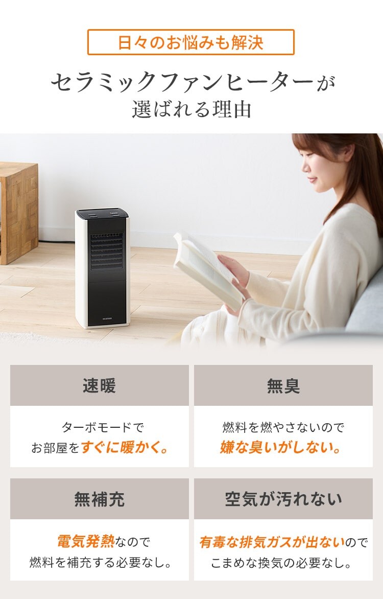 セラミックヒーター 大風量 スリム CH-12TDS1-H グレー9