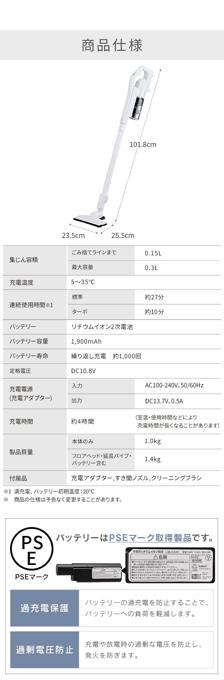 【訳あり】掃除機 コードレス サイクロン 薄型ヘッド SCD-180-W ホワイト 10