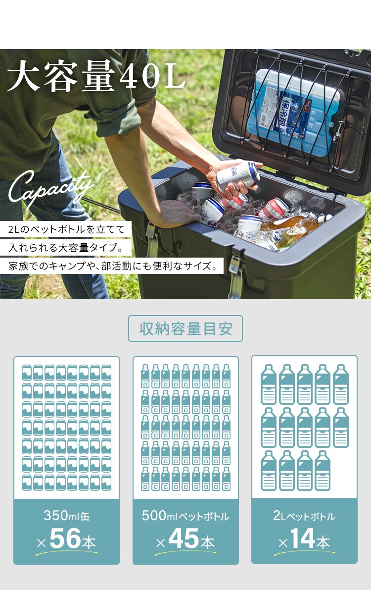 【超低温保冷剤付き】クーラーボックス HUGEL 40L 約13.3日保冷 6面真空断熱パネル 真空断熱 VITC-40 チャコ&minus;ルグレー4
