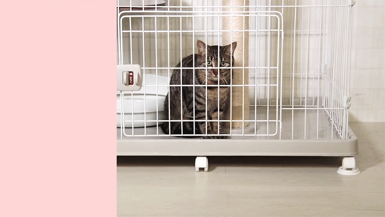 ＼タワー in ケージ／キャットランドケージ スリム 3段 PCLC-703 オフホワイト キャスター付き 猫 ケージ7