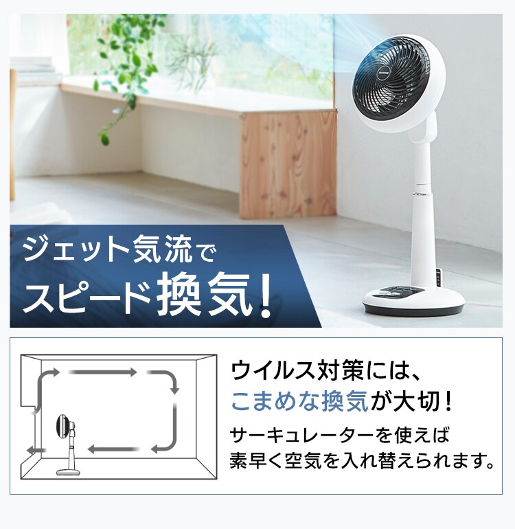 【訳あり】サーキュレーター扇風機 DC 30畳 上下左右首振り  ホワイト9