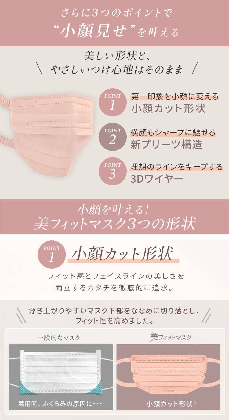 【JIS規格適合】美フィットマスク ふつうサイズ 30枚入り PK-BFC30M 全5色6