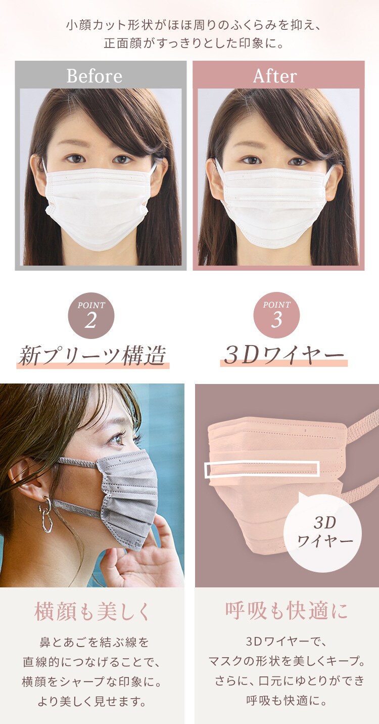 【JIS規格適合】美フィットマスク ふつうサイズ 30枚入り PK-BFC30M 全5色7