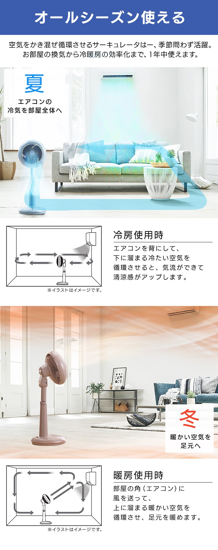 サーキュレーター扇風機 WOOZOOモデル DC 24畳 上下左右首振り STF-DCC15T 全2色12