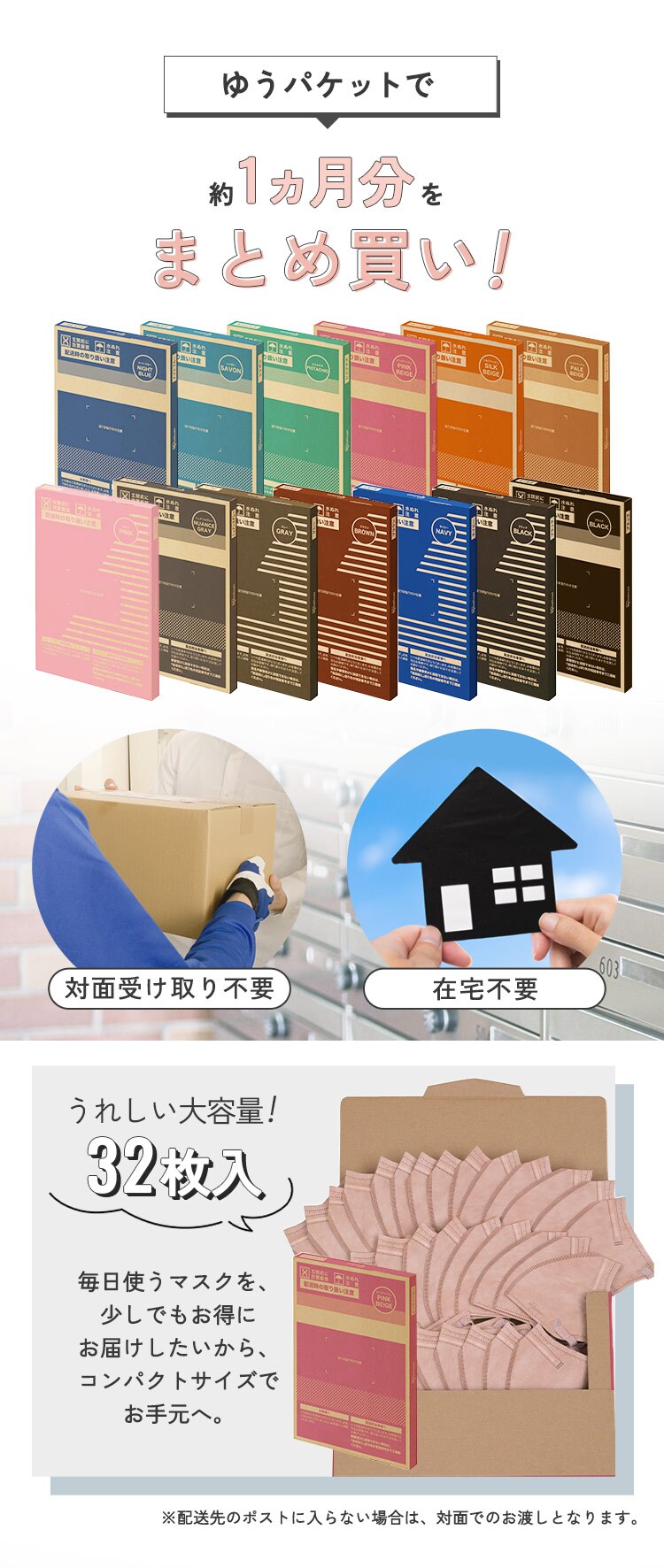 【訳あり】カラーマスク ふつうサイズ 32枚入 DAILY FIT MASK ナイトブルー1