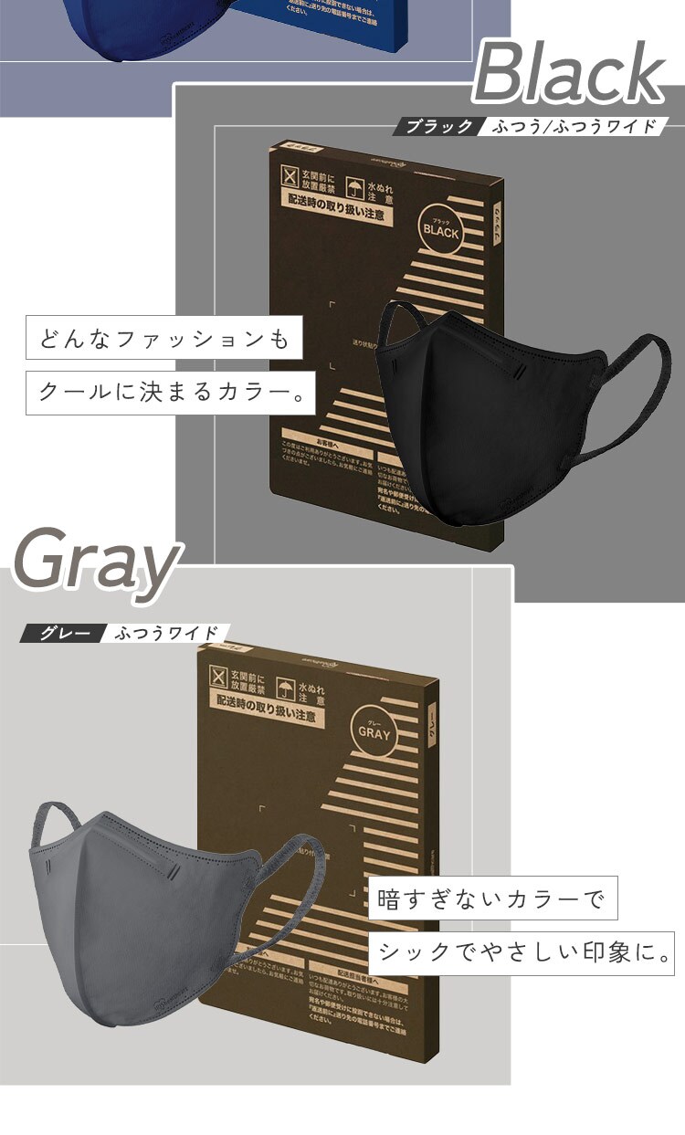 【訳あり】カラーマスク ふつうサイズ 32枚入 DAILY FIT MASK ナイトブルー6