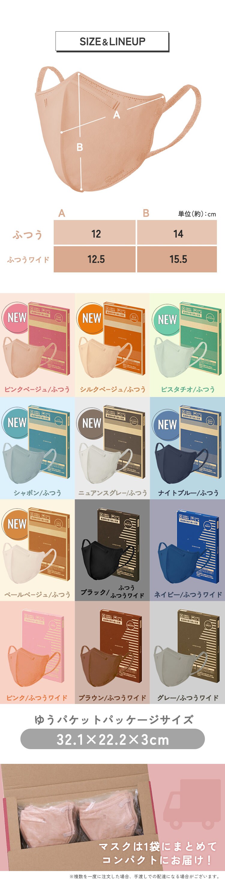 【訳あり】カラーマスク ふつうサイズ 32枚入 DAILY FIT MASK ナイトブルー9