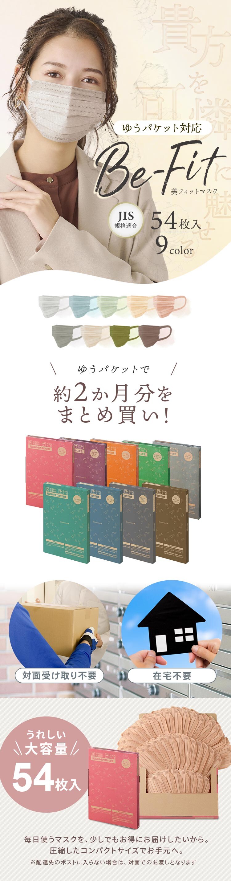 【54枚入】 美フィット カラーマスク ふつうサイズシャボン【代引き不可】0