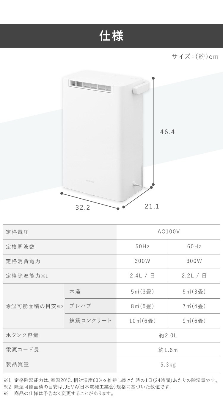 【訳あり】除湿機 デシカント式 6畳 2.4L 静音 下向きルーバー  ホワイト7
