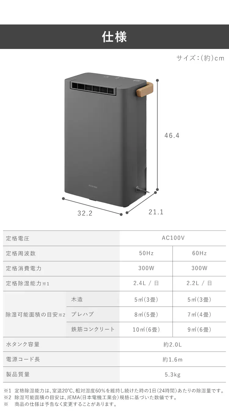 除湿機 デシカント式 6畳 2.4L 静音 下向きルーバー  IJD-P20 全2色8